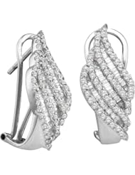 14K White Gold 1.35CT Baguette & Round Cut Diamond Fashion Earrings