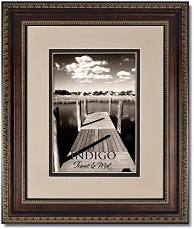 Set of 6 - 11x14 Ornate Heritage Bronze Photo Frame with Clear Glass and Oyster/Espresso Double Mat for 8.5x11