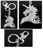 Taschenanhänger, Schlüsselanhänger, Modell "Unicorn" "Einhorn" mit Crystal besetzt, 13,5 cm