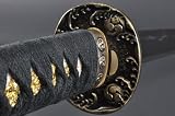 Fully Handmade Black Full Tang Waves Japanese Samurai Katana Sword #331