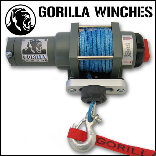 3000lb ATV Winch, Gorilla XTR Series with Synthetic Cable and Mounting Plate for Kawasaki Brute Force 650 2005-2006 MK