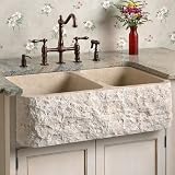 33 Marble Offset Double Bowl Farmhouse Sink w/ Chiseled Apron - Polished Carrara Marble