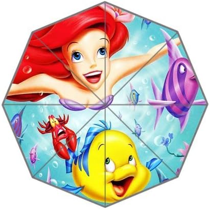 The Little Mermaid And Littel Yellow Fish Custom Cool Design Portable Fashion Foldable Umbrella