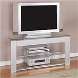 Powell Glossy Silver Glass TV Stand
