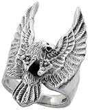 Sterling Silver Large Bird Biker Ring, 1 5/16 (34mm) wide, size 15