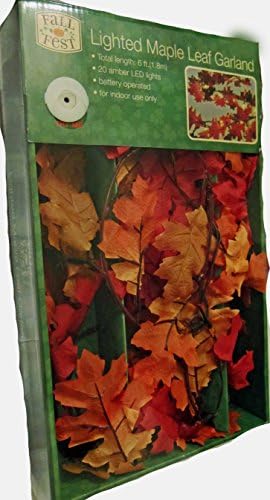 Fall Fest Amber Lighted Maple Leaf Garland, 6', Indoor Use Only