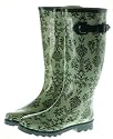 Couture Discount Damenstiefel Regenstiefel Gummistiefel Muster Grün (ST150)