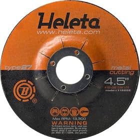 Abrasive Metal Cutting Wheel 4.5 x .045 x 7 8 T27- Used for Iron, Non-Ferrous Metals,... by Heleta