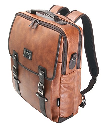Tan 15 laptop backpack messenger tote bags synthetic leather