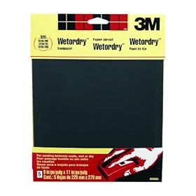 3M Wetordry 9086NA Sandpaper, 9-Inch x 11-Inch, 5-Sheet, Extra Fine 320-Grit