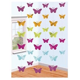 Childrens Butterfly String Party Decoration, 6 x 2 metre Strings