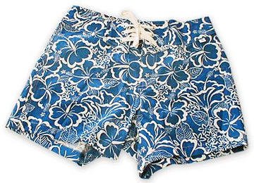 Girls Blue Hibiscus Boardshorts