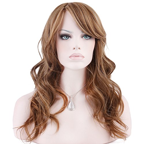 Keewig synthetic long blonde wig wavy mix medium & dark blond…
