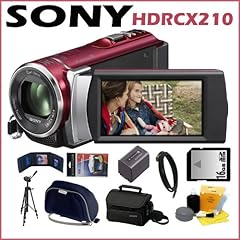 Sony HDR-CX210 High Definition Handycam Camcorder, (Red) with 16GB Memory Card + Sony Case + Accessory Kit 