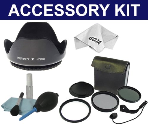 Lens Accesory Kit for CANON EOS (50D 60D 7D) REBEL (T2 Ti T1i T2i T3i T3 XT XSi XTi ) Cameras with Canon EF 28-135mm f/3.5-5.6 IS USM Lens, includes: 72MM 3 Pcs Filter Kit (UV, Polarizing, Fluorescent) + Lens Cap + Cap Keeper + Carry Case + 72MM Lens Hood + Deluxe Cleaning Kit (4 Pcs) + 1 Ultra Fine GOJA Microfiber Cleaning Cloth