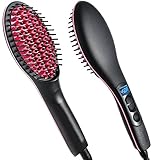 Simply Straight Ceramic Brush Hair Straightener, Black/Pink