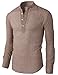 H2H Mens Casual Slim Fit Linen Henley Lightweight Roll-up Sleeve Shirt