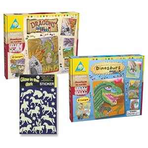 Sticky Mosaics: Dinosaur & Dragons Combo with FREE Glow in the Dark Stickers