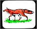 Decorated Mouse Pad with grass, fox, walking, red, tail