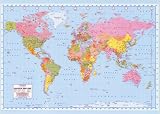 Political World Map Subject Giant Poster Print, 55x39