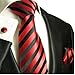 Paul Malone Necktie, Pocket Square and Cufflinks 100% Silk Red Black