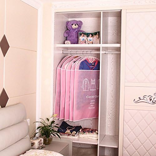 LOVEHOS 5 sets Thick clothes dust cover suit dust cover dust bag clothing (5, Pink(5M))