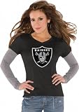Oakland Raiders Black Women's Primary Logo Tri Blend Long Sleeve Layered T-Shirt- by Alyssa Milano