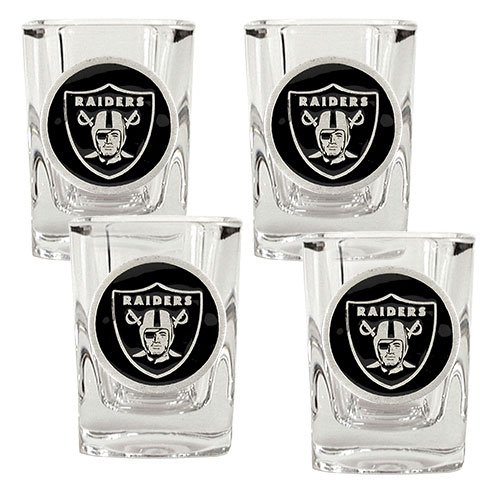 Oakland Raiders NFL 4pc Square Shot Glass Set