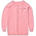 Lymanchi Little Girls' Pearl Bow Long Sleeve Button Front Knit Cardigan Sweater