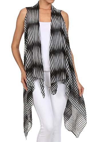 Basico Women's Open Asymmetrical Hem Print Chiffon Vest