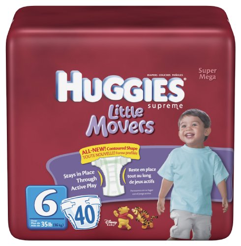 Huggies Supreme Natural Fit Diapers Step 6 Super Mega, 40-Count Boxes (Pack of 2)