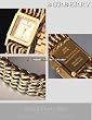 Authentic Burberry Womens Chain w Leather Rectangular Watch - BU4742
