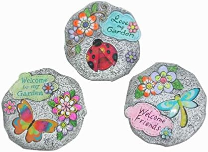 HomeView Design 3 Piece Garden Insert Stepping Stone Set, 12", Multicolor