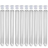 10 Pack - 6-inch, 16x150mm Clear Plastic Test Tubes with Caps