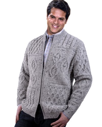 Edle Aran-Strickjacke in 100% Reiner Schurwolle 
