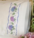 Hydrangea & Ribbon Pillowcase Stpd X-Stitch