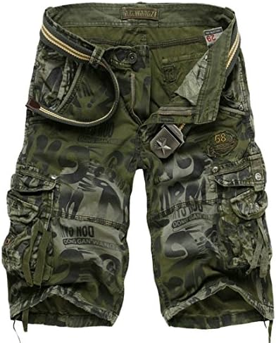 Nachuan Men's Casual Slim Fit Cargo Camo Cargo Camouflage Shorts no belt