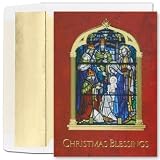 Stained Glass Scene Religious Christmas Cards -