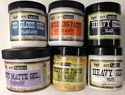 Summer 2014 Prima Marketing New Releases: 6 jars of Mix-Media products: Texture, Gesso, Paste and Gels