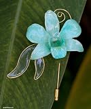 Natural orchid gold-plated stickpin, 'Baby Green'