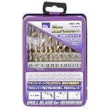 GREATTOOL 鉄工用ドリル刃セット チタンコーティング 19本組