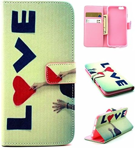 For iPhone 6S / 6 Wallet Case , JLNYU Cute Pattern PU Leather Card Case for Apple iPhone 6 (2014) and New 6S (2015 ) 4.7" with Magnetic Clasp [ Soft TPU Cover Interior ] - Love
