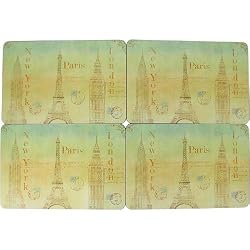 Paris London New York - 4 Hardboard cork backed placemats