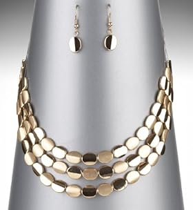 Gold Coloured Slinky Nuggets Necklace 