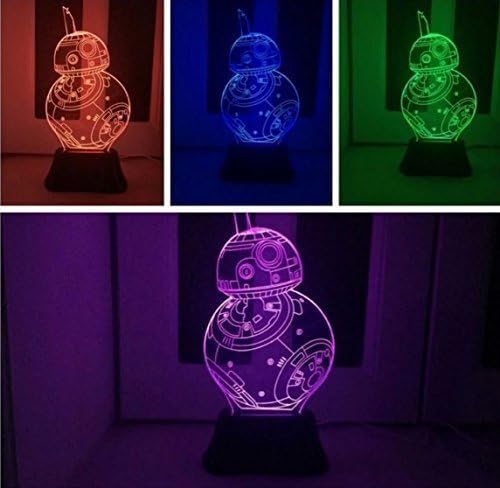 BB8 droid 3d Lamp Fuwa Force Awaken Bb-8 Night 7 Color Change Best Gift Night Light LED Furnish Desk Table Lighting Bulbing Light Home Decoration Toys by RQY