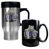 LSU Tigers NCAA Stainless Travel Mug And Ceramic Mug Set