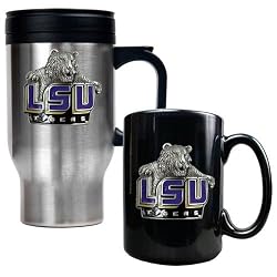 LSU Tigers NCAA Stainless Travel Mug And Ceramic Mug Set by Great American Products