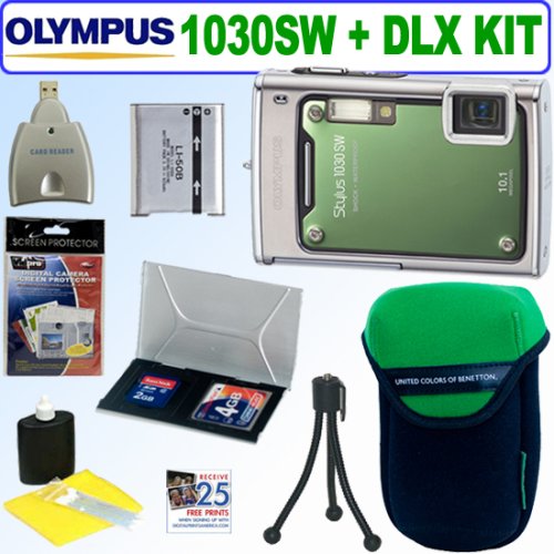 Olympus Stylus 1030SW 10.1MP Digital Camera (Green) + Deluxe Accessory Kit