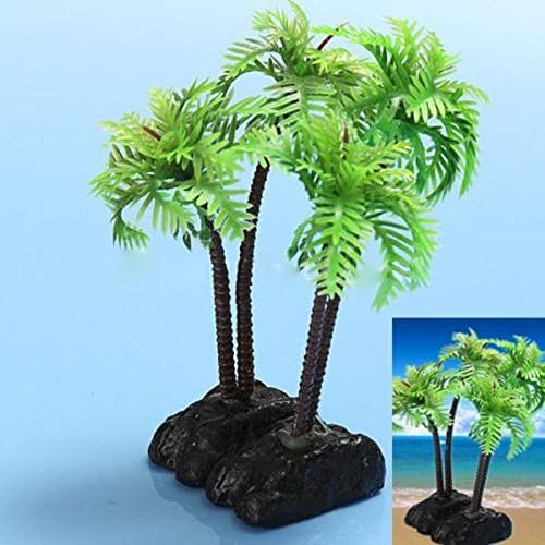 Plastic Aquarium Coconut Trees Fish Tank Plants Ornament Decoration Fresh n.10