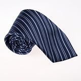 Blue Stripes Woven Silk Tie Gift Box Set midnight blue valentines day T8348